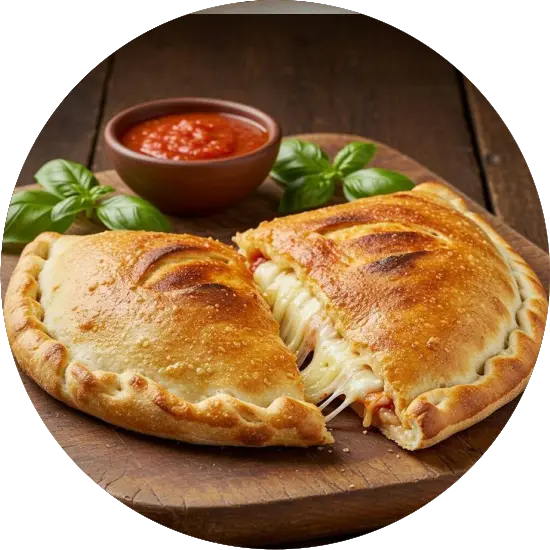 Calzone filled with mozzarella cheese at Nino's pizzeria, Patchogue NY